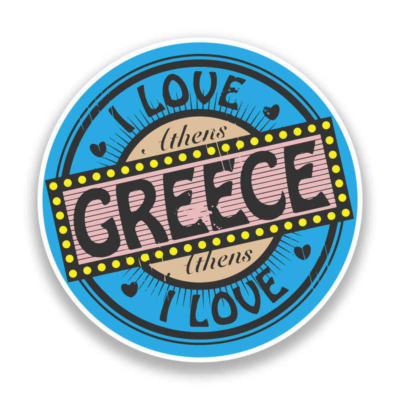 2 x I Love Greece Vinyl Stickers Travel Luggage