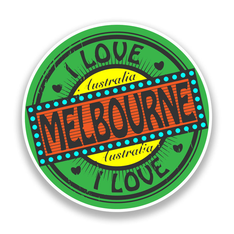 2 x I Love Melbourne Vinyl Stickers Travel Luggage