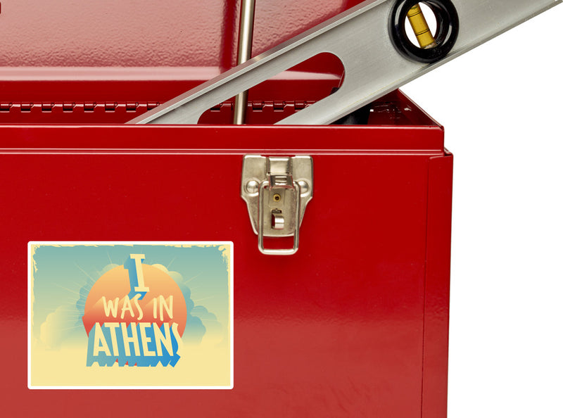2 x I Was In Athens Vintage Vinyl Stickers Travel Luggage