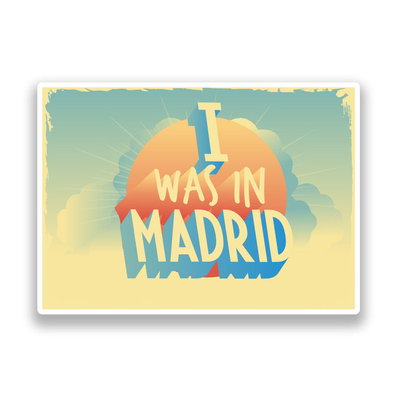 2 x I Was In Madrid Vintage Vinyl Stickers Travel Luggage