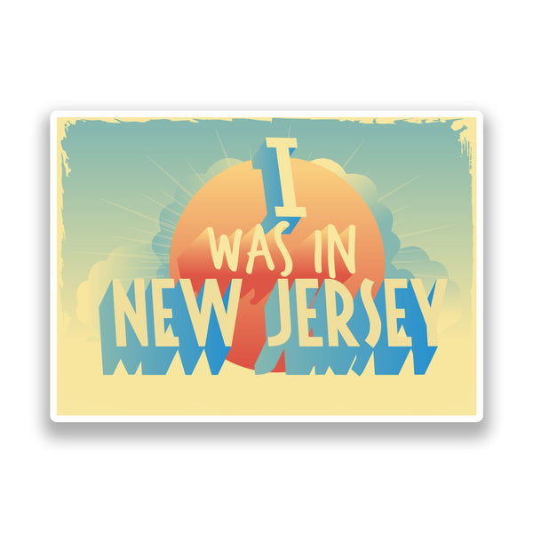 2 x I Was In New Jersey Vintage Vinyl Stickers Travel Luggage #7285