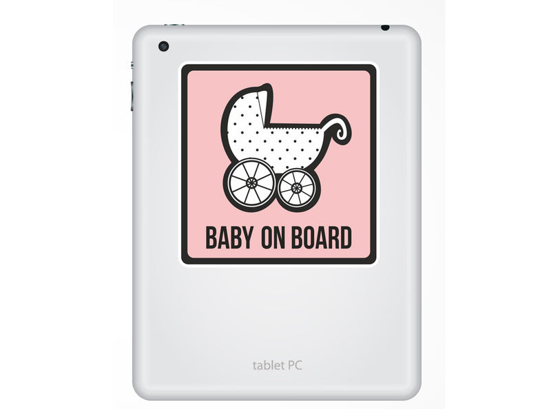 2 x Baby on Board Vinyl Stickers Pink Safety Warning Bumper