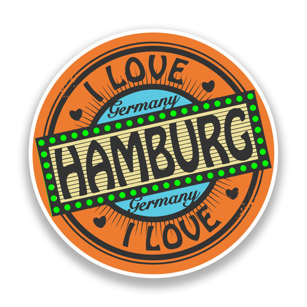 2 x I Love Hamburg Germany Vinyl Stickers Travel Luggage #7310