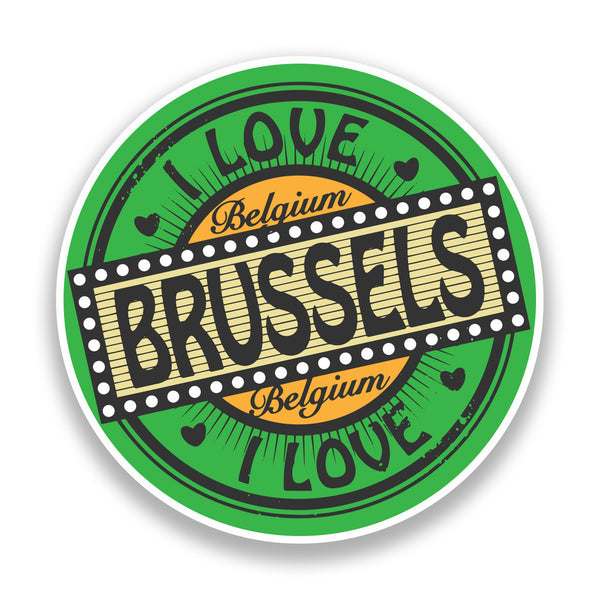 2 x I Love Brussels Belgium Vinyl Stickers Travel Luggage #7311