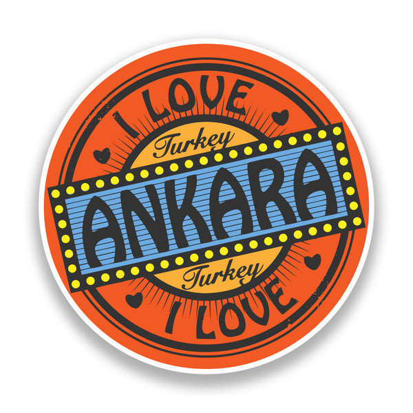 2 x I Love Ankara Turkey Vinyl Stickers Travel Luggage #7312