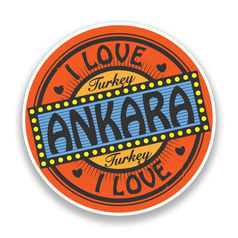 2 x I Love Ankara Turkey Vinyl Stickers Travel Luggage