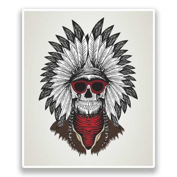 2 x Native American Skull Headdress Vinyl Stickers #7320