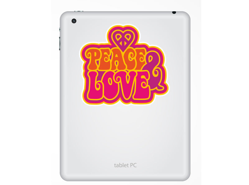 2 x Peace and Love Retro Vinyl Stickers Travel Luggage