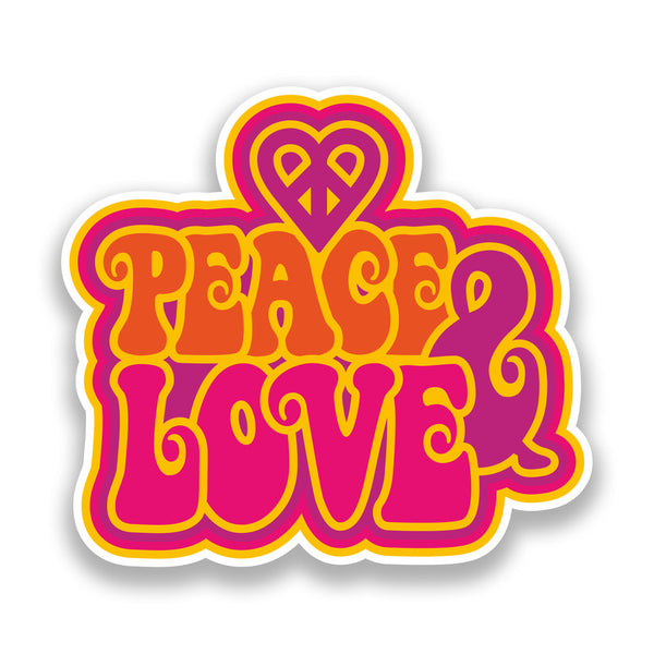 2 x Peace and Love Retro Vinyl Stickers Travel Luggage #7336