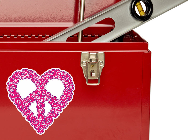 2 x Floral Love Heart Vinyl Stickers Travel Luggage