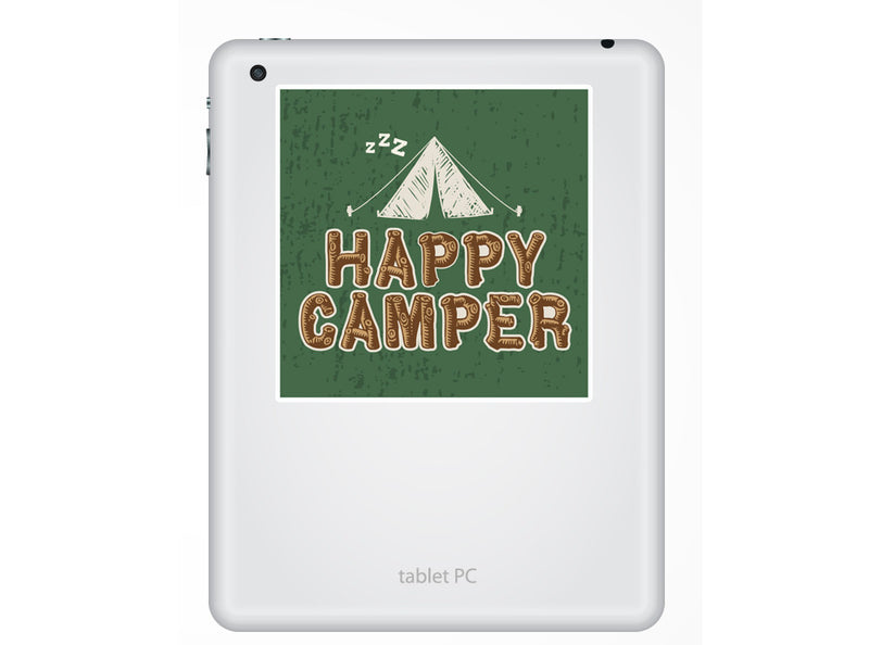 2 x Happy Camper Vinyl Stickers Travel Luggage