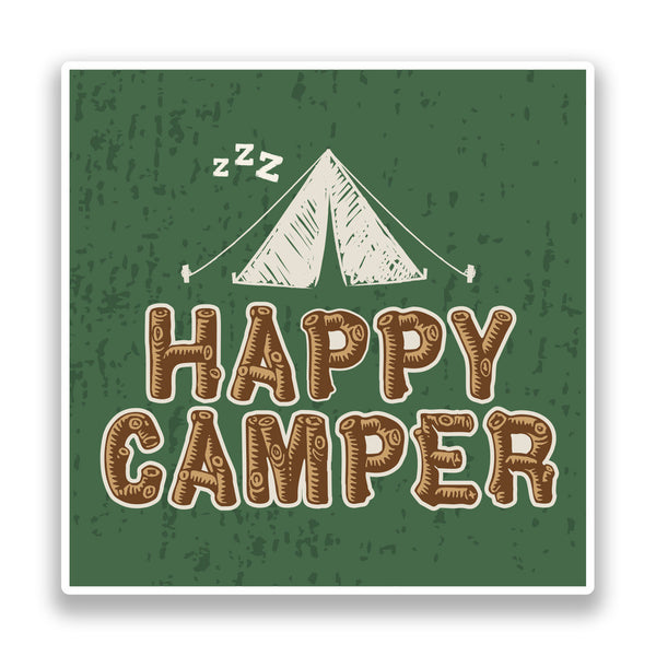 2 x Happy Camper Vinyl Stickers Travel Luggage #7340