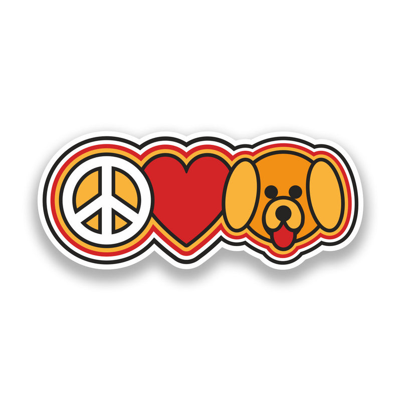 2 x Peace Love Dogs Vinyl Stickers Hippy