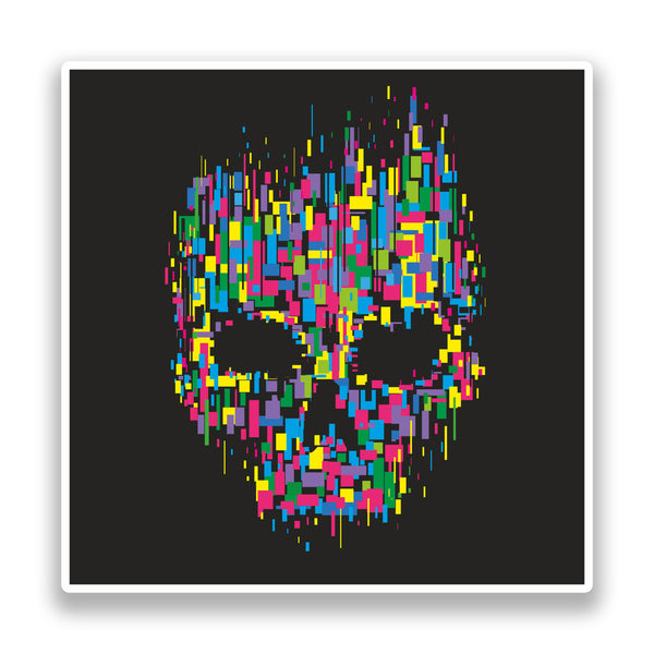 2 x Pixelated Skull Vinyl Stickers Travel Luggage #7352
