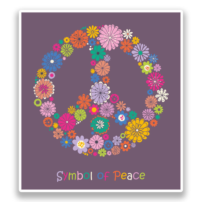 2 x Peace Symbol Vinyl Stickers Hippy