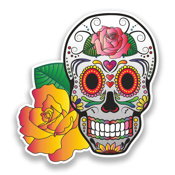 2 x Sugar Skull Vinyl Stickers Mexico Festival Day of the Dead #7382