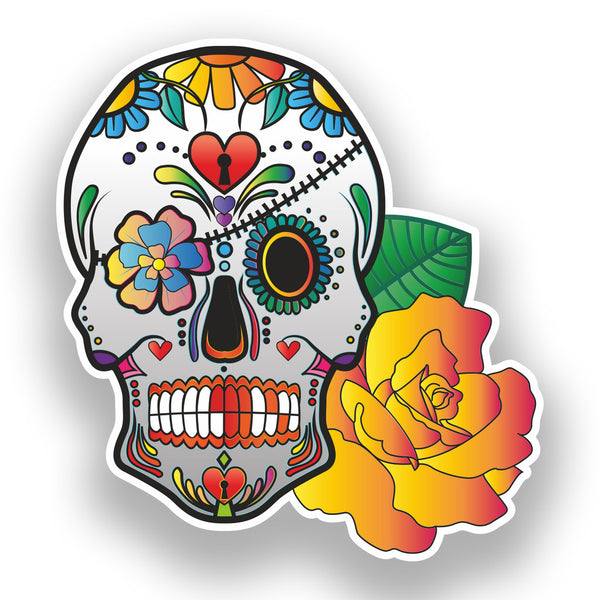 2 x Sugar Skull Vinyl Stickers Mexico Festival Day of the Dead #7383