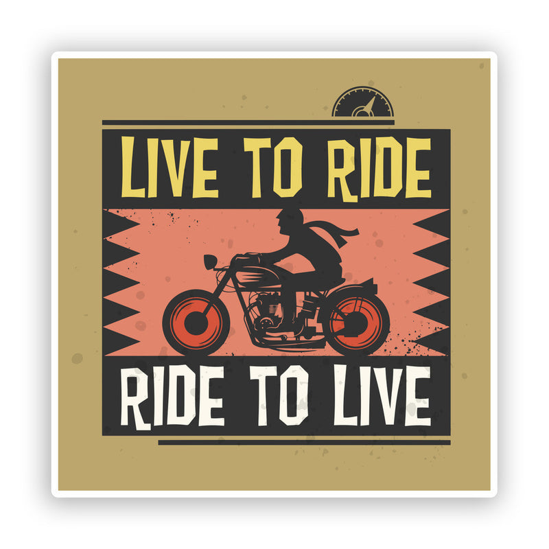 2 x Live to Ride Vinyl Sticker Bikers Travel Luggage