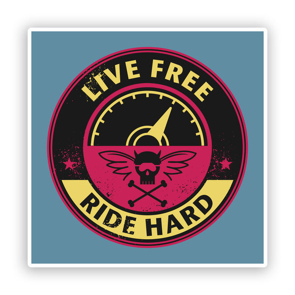 2 x Live Free Ride Hard Vinyl Sticker Bikers Travel Luggage #7401