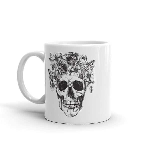 Skull with Flowers Scary Halloween High Quality 10oz Coffee Tea Mug #7406