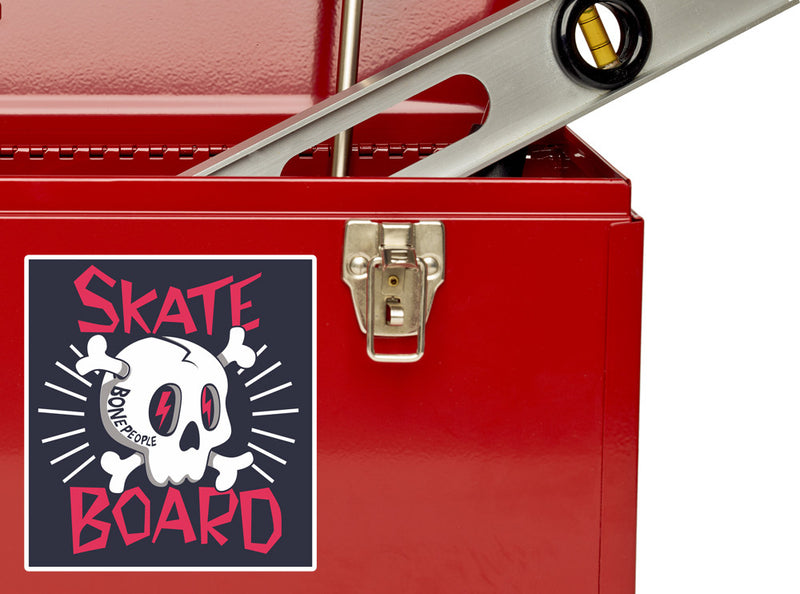 2 x Skate Board Vinyl Sticker Travel Luggage Skull