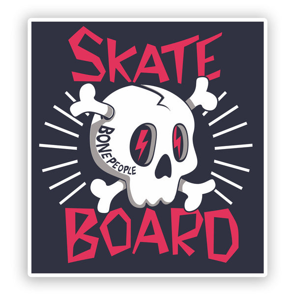 2 x Skate Board Vinyl Sticker Travel Luggage Skull #7415