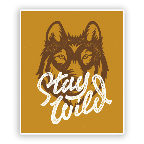 2 x Stay Wild Vinyl Sticker Travel Luggage Husky Wolf #7417