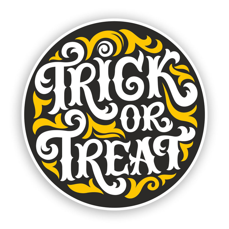 2 x Trick or Treat Vinyl Stickers Halloween Scary
