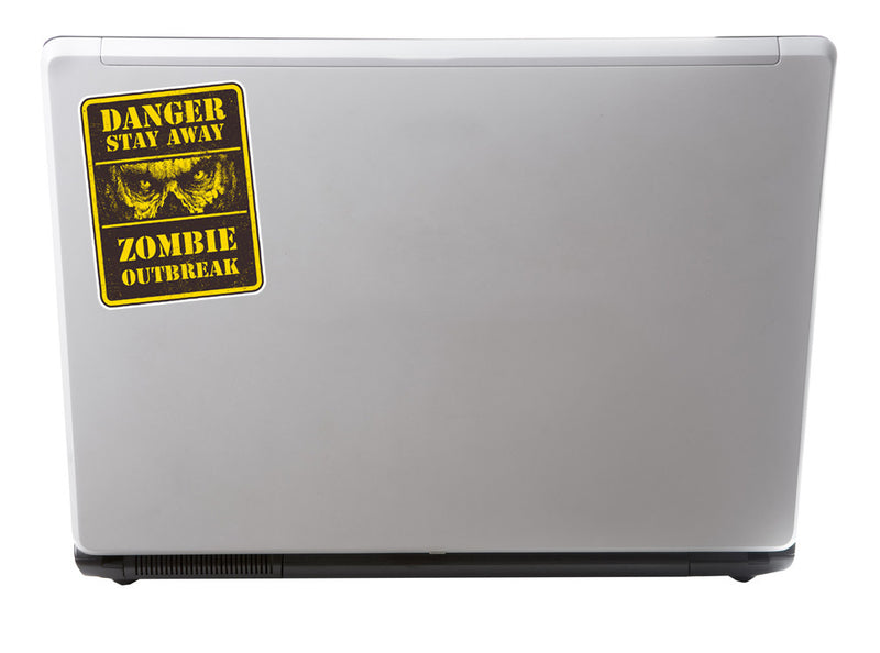 2 x Danger Zombie Outbreak Vinyl Sticker Travel Luggage Grunge