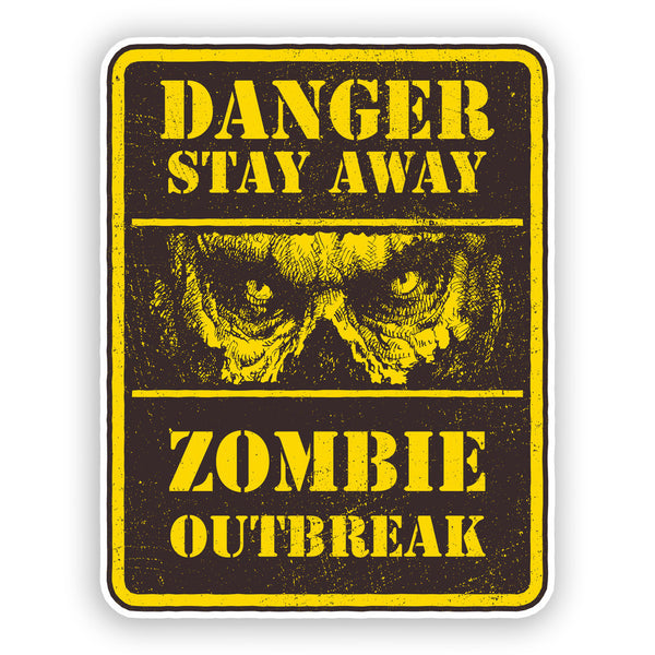 2 x Danger Zombie Outbreak Vinyl Sticker Travel Luggage Grunge #7421