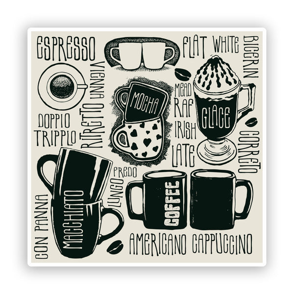 2 x Coffee Shop Vinyl Sticker Business Americano Cappuccino #7422
