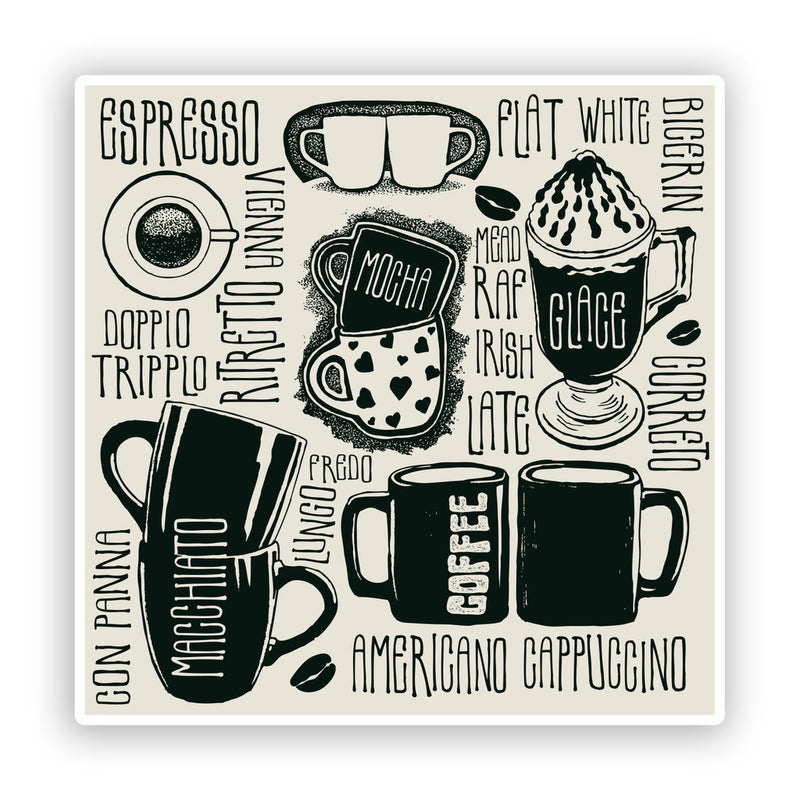 2 x Coffee Shop Vinyl Sticker Business Americano Cappuccino