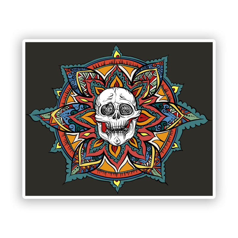 2 x Skull with Flowers Vinyl Stickers Scary Halloween