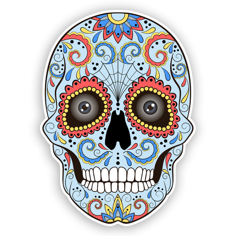 2 x Sugar Skull with Eyes Vinyl Stickers Mexico Festival Day of the Dead