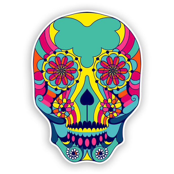 2 x Sugar Skull Vinyl Stickers Mexico Festival Day of the Dead #7434