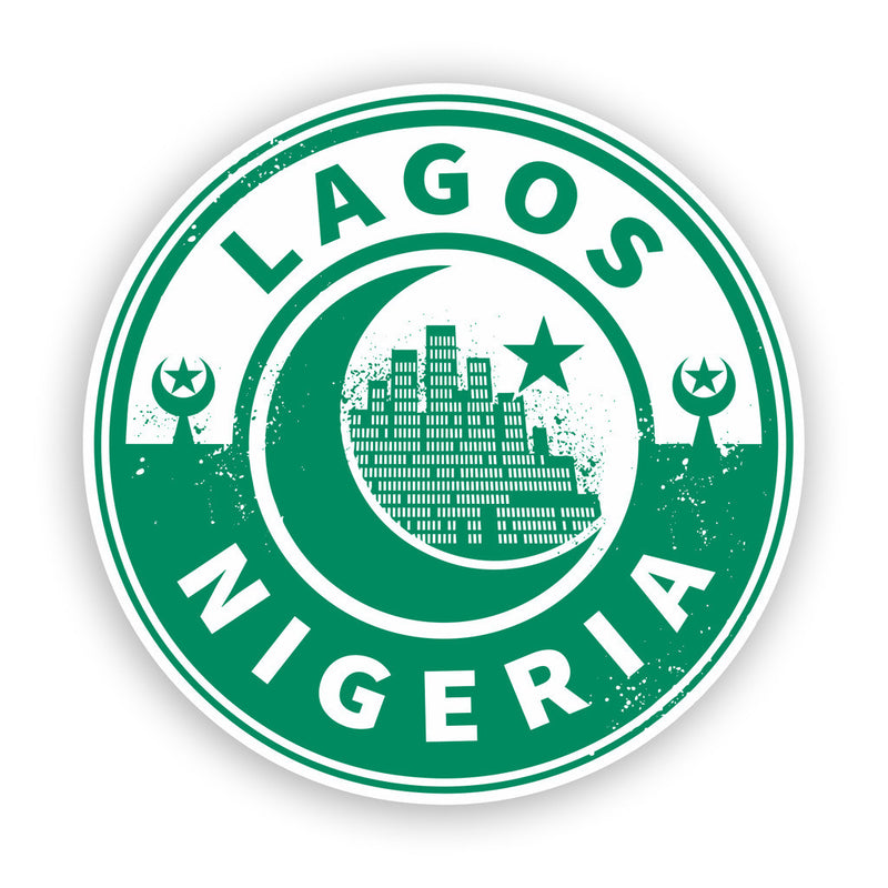 2 x Nigeria Lagos Vinyl Stickers Travel Luggage