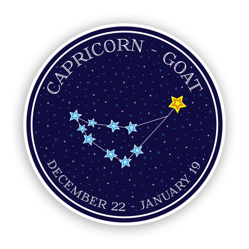 2 x Capricorn - Goat Horoscope Constellations Vinyl Stickers