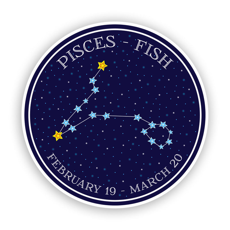 2 x Pisces - Fish Horoscope Constellations Vinyl Stickers