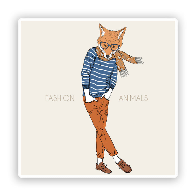 2 x Cool Hipster Fashion Fox Vinyl Stickers Travel Luggage