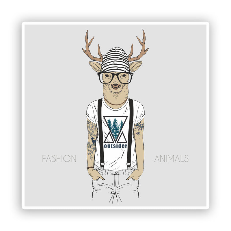 2 x Cool Hipster Fashion Deer Vinyl Stickers Travel Luggage
