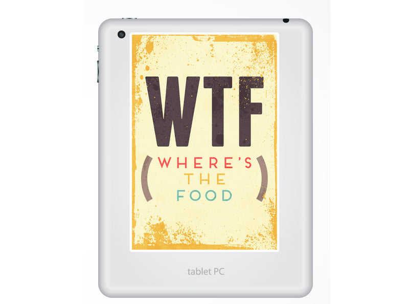 2 x (WTF) Where's The Food Funny Vinyl Stickers Travel Luggage