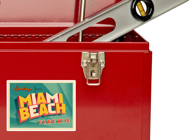 2 x Greetings From Miami Beach Florida Vinyl Stickers Travel Luggage