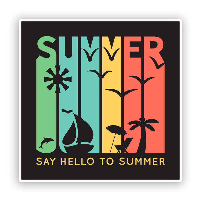 2 x Say Hello To Summer Vinyl Stickers Travel Luggage