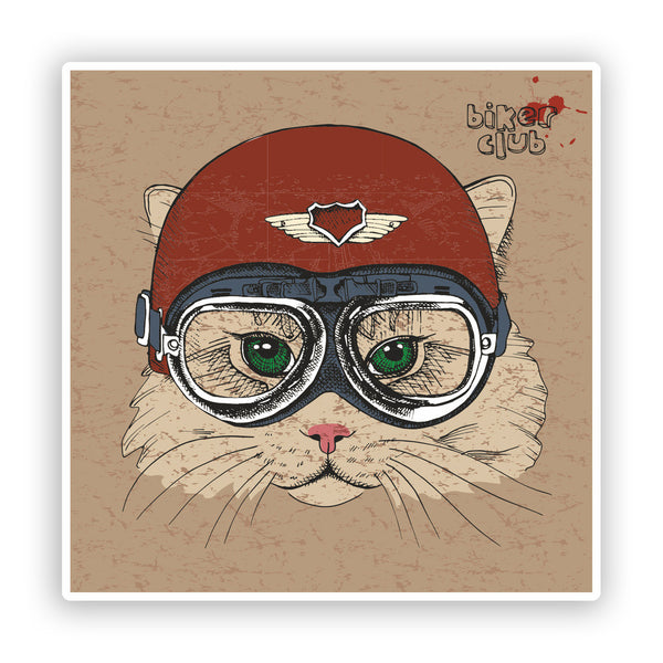 2 x Biker Club Cool Cat Funny Vinyl Stickers #7566