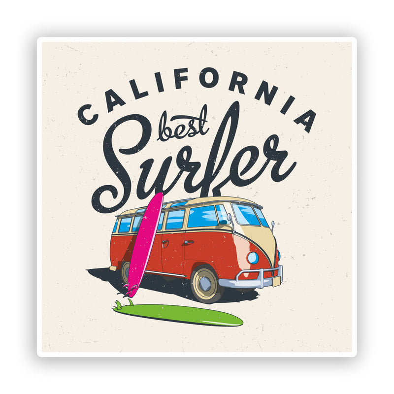2 x California Surf Surfing Vinyl Stickers Travel Luggage