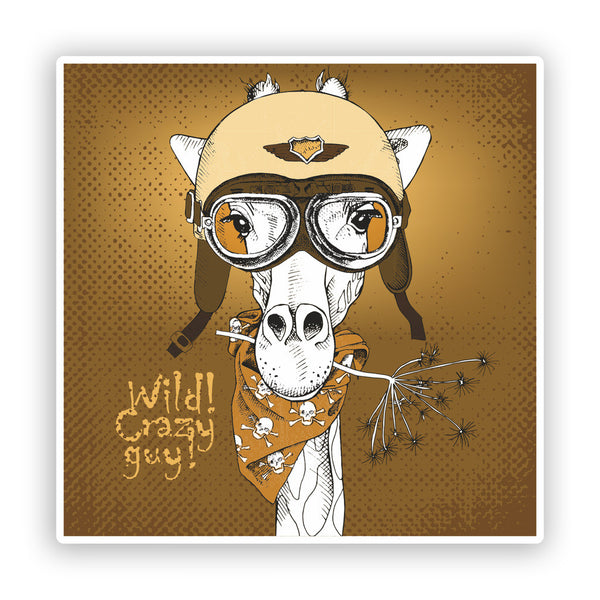 2 x Wild Crazy Guy Giraffe Funny Vinyl Stickers #7584