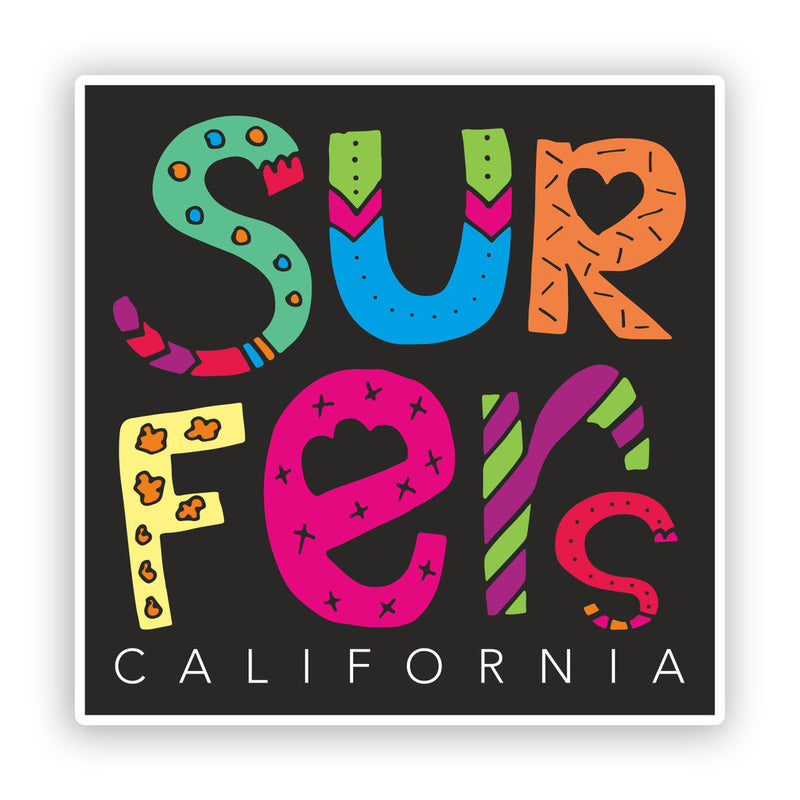 2 x California Surf Surfing Vinyl Stickers Travel Luggage