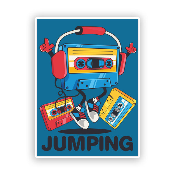 2 x Jumping Retro Cassette Funny Vinyl Stickers #7596