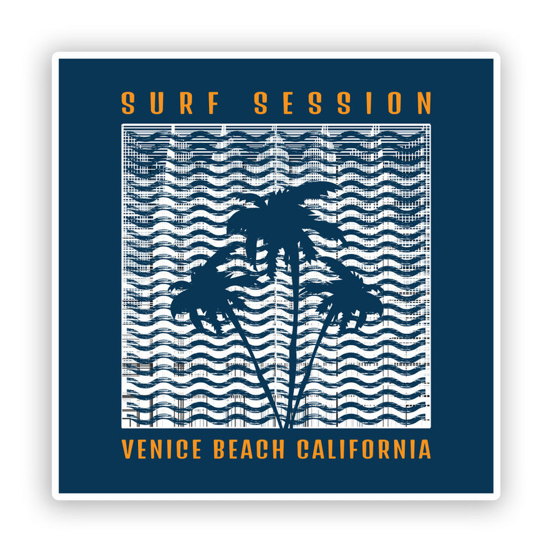 2 x California Venice Beach Surf Surfing Vinyl Stickers Travel Luggage
