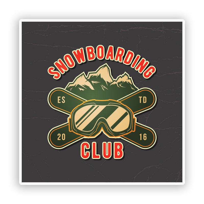 2 x Snowboarding Club 2016 Funny Vinyl Stickers
